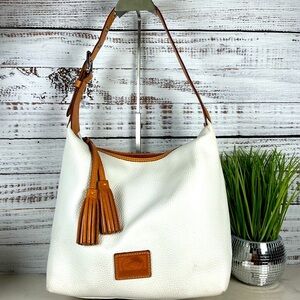 Dooney & Bourke Shoulder Bag Bone White Hobo Purse with Tan Accents‎ Leather